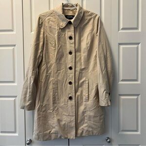 Eddie Bauer Women’s Trench Coat | Beige Button Front Jacket | Size Small‎